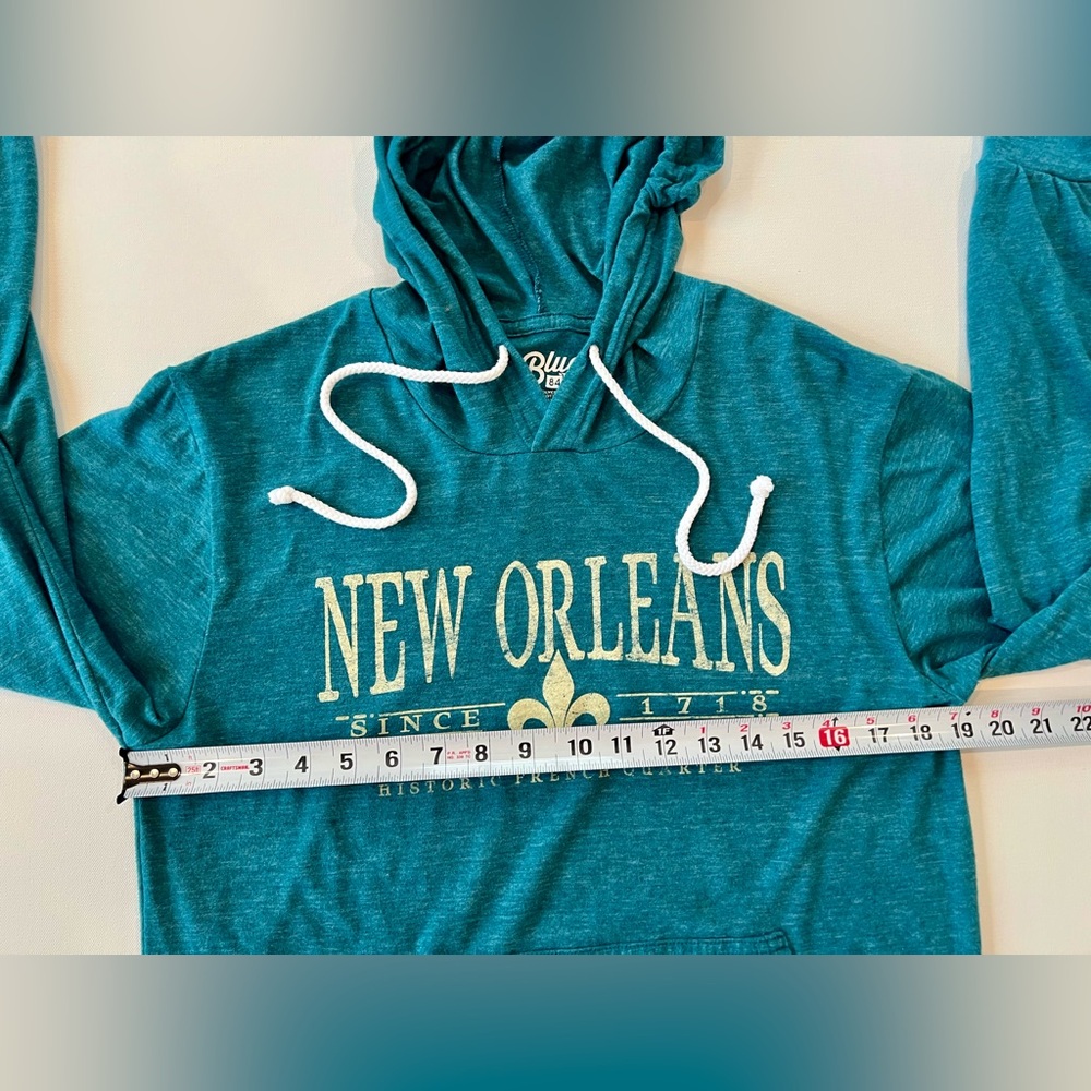 Blue 84 New Orleans Teal NOLA Hoodie Louisiana French Quarter Small Souveniere - Picture 4 of 12